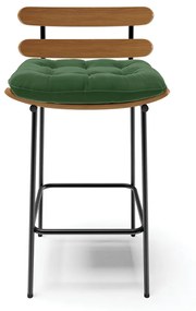 Kit 02 Banquetas Costela Suede Verde Base Metálica Preto - D'Rossi