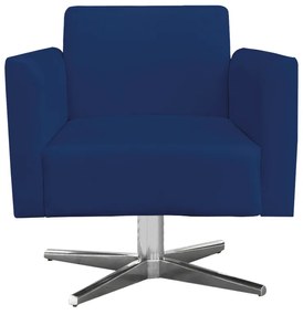 Kit 02 Poltronas Giratória Marisa Suede Base Cromada D03 - D'Rossi - Azul Marinho