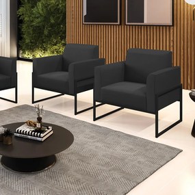 Kit 2 Poltronas Base Industrial Alta Preto Marisa Corino - Preto