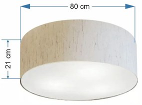 Plafon Cilíndrico Md-3055 Cúpula em Tecido 80x21cm Linho Bege - Bivolt