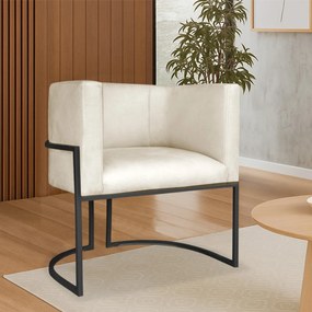 Poltrona Dália Luxo Moderna Estofada Design Sofisticado com Base de Ferro Preto Corano