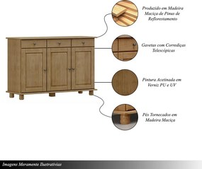 Balcão Madeira Maciça Garnet 3 Portas Freijó - G74 - Gran Belo