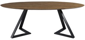 Mesa Sala de Jantar 8 Lugares 250cm Tampo Oval Efron Nogueira/Preto G13 - Gran Belo