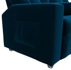 Poltrona Reclinável Para Cinema 2 Lugares Praddo FH9 Veludo Azul Marin