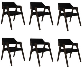 Kit 6 Cadeiras Sala de Jantar e Jogos Carteados Madeira Maciça Poker Veludo Preto/Capuccino G42 - Gran Belo