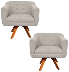 KIT 02 POLTRONAS GIRATORIA JULIA LINHO B - Fino Bege A27