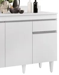 Balcão Gabinete 120cm Com Tampo 3 Portas 1 Gaveta Arizona Branco - Lum