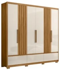 Guarda Roupa Casal 6 Portas 5 Gavetas 240cm Arizona Z17 Freijó/Off Whi