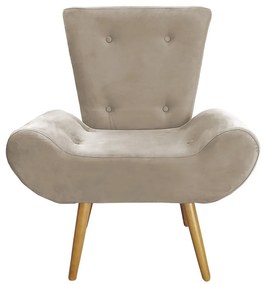 Poltrona Decorativa Emília Barca Pés Palito Suede Bege - Sheep Estofados