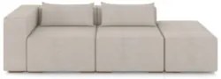 Sofá 4 Lugares 283cm Com Puff Direito Fay Suede Bege Z55    - Mpozenat