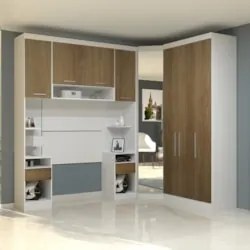 Guarda Roupa Solteiro Modulado CP03 Taiga Branco/Avelã L01 - Mpozenato
