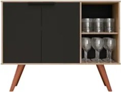 Balcão Buffet Cantinho do Café Bianca Preto/Freijó Z34      - Mpozenat