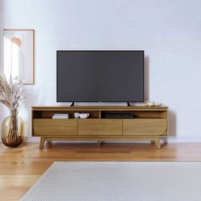 Bancada Decorativa Saiko MDP Pintura UV 3 Gavetas Corrediças Telescópicas até 75 Cumaru G97 - Gran Belo