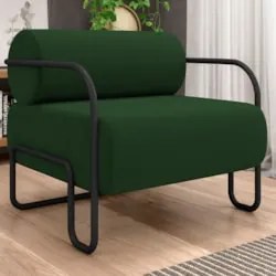 Poltrona Decorativa para Sala Industrial Kit 2 Kira Z08 Veludo Verde M