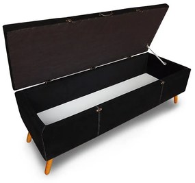 Calçadeira Baú Casal 140cm Caribe Pés Palito Suede Preto - Sheep Estofados - Preto