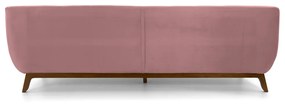 Sofá 3 Lugares Odeon D07 230cm Base Madeira Veludo Rosa - D'Rossi