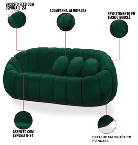 Sofá 2 Lugares com Poltrona Giratória Orgânica Cloud Bouclê E03 - D'Rossi - Verde
