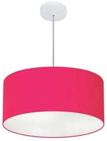 Lustre Pendente Cilíndrico Md-4100 Cúpula em Tecido 50x25cm Rosa Pink - Bivolt