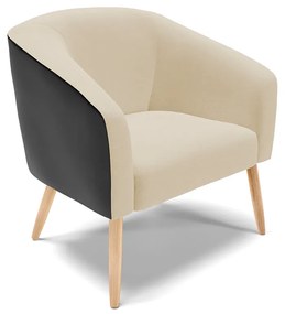 Poltrona Decorativa Pé Palito Natural Kit 2 Stella Preto/Linho Areia D03 - D'Rossi