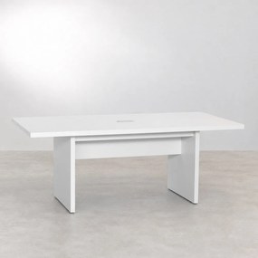 Mesa de Reunião Contemporânea Branca 2m