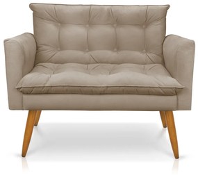 Kit 1 Sofá Namoradeira e 2 Poltronas Tais Suede Pés Palito Castanho - D'Rossi - Marrom Rato