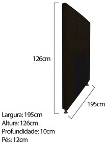 Kit Cabeceira e Calçadeira Baú Estofada Mel 195 cm King Size Com Capitonê Corano Marrom - ADJ Decor