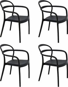 Kit 4 Cadeiras Tramontina Sissi Eco Preto Empilhável em Polipropileno