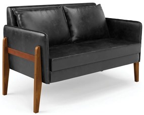 Sofá Namoradeira Lana Corano Base de Madeira D03 - D'Rossi  - Preto