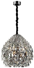 Pendente Cristal E Metal Cromado 80Cm Glamour