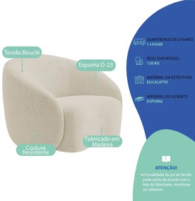 Kit 02 Poltronas Orgânica Luxo Recepção Amore Bouclé