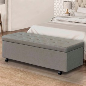Calçadeira Baú Casal 140 cm Toskana Linho Cinza - Sheep Estofados - Cinza claro