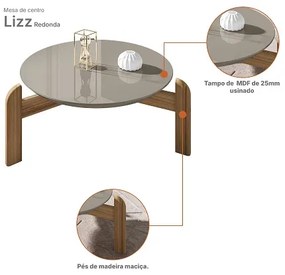 Mesa De Centro Lizz Off White/Cedro - Casa D Móveis