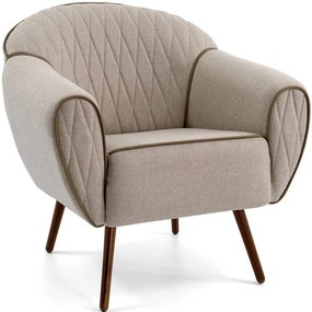 Poltrona Decorativa com Puff Sala de Estar Pés Palito Sacha Tressê Rústico G15 - Gran Belo