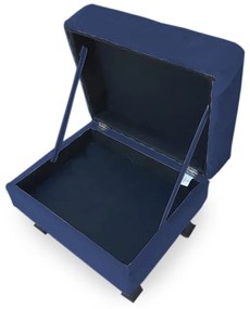 Puff Baú Decorativo Capitonê Luis XV 50x40cm Suede Azul Escuro - Sheep Estofados - Azul escuro