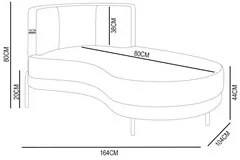 Chaise Longue Divã 164cm Braço Esquerdo Logus D06 Veludo Telha - Mpoze
