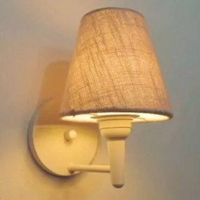 Arandela Cone Md-2004 Base Branco Cúpula em Tecido 14/14x07cm Rustico Bege - Bivolt