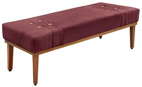 Recamier Decorativo 90cm Kors Veludo Pés de Madeira Vinho G63 - Gran Belo