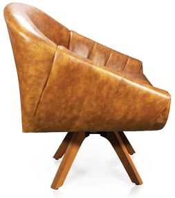 Poltrona Decorativa Giratória MM30 Giovana Sintético PU Nozes D01 - D'Rossi