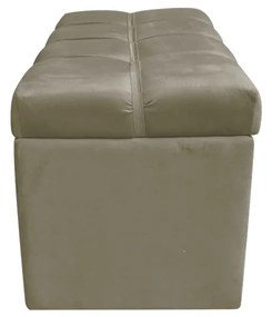 Calçadeira Botonê com Baú 90 cm Suede Marrom Rato - D'Rossi