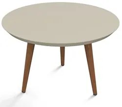 Mesa de Centro Redonda Pés Madeira Luna 590 Off White - Patrimar