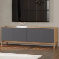 Rack TV 50 Pol 180cm 2 Portas 2 Gavetas Tauari/Grafite F07  - Mpozenat