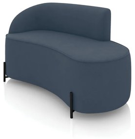 Sofá 2 Lugares Orgânico 140cm Pé Ferro Preto Morgan Suede D03 - D'Rossi - Azul Marinho