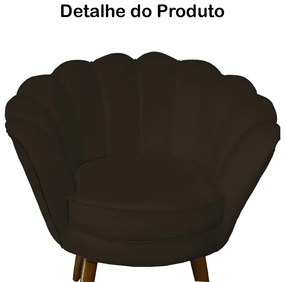 Poltrona Decorativa Pétala Pés Palito Suede Marrom - Sheep Estofados