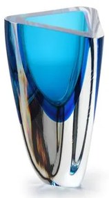 Vaso Triangular nº 3 Bicolor Verde com Água-marinha Murano Cristais Cadoro