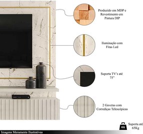 Bancada Suspensa Sadraque MDP Pintura DIP até 75 Calacata/OffWhite G97 - Gran Belo