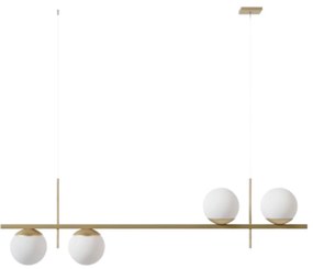 Pendente Up Down Retângular 100X12Cm Alumínio E Globo Ø12Cm Fosco 4Xg9... (CHAMPANHE, FOSCO)