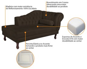 Recamier Diana 140cm Lado Esquerdo Corano Marrom - ADJ Decor