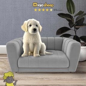 Caminha Casinha para Cachorro Gato Pet Mini Poltrona Meg Veludo Cinza Claro - Loja Sheep - Cinza claro