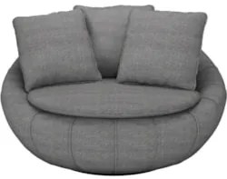Poltrona Giratória Decorativa Redonda com Almofadas Saphire Z32 Linho