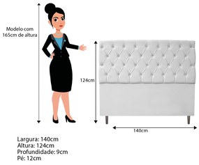 Kit Cabeceira e Calçadeira Liverpool 140 cm Casal Suede Branco - ADJ Decor